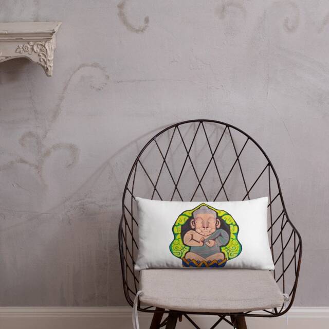 Hand Painted Poster Color Buddha Meditation Basic Pillow - image 1