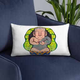 Hand Painted Poster Color Buddha Meditation Basic Pillow - thumbnail 4