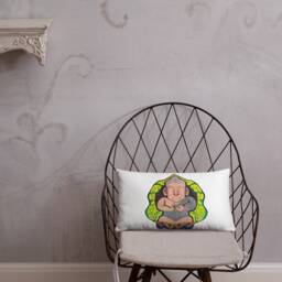 Hand Painted Poster Color Buddha Meditation Basic Pillow - thumbnail 1