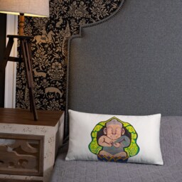 Hand Painted Poster Color Buddha Meditation Basic Pillow - thumbnail 2