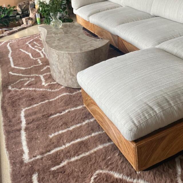 Moroccan Brown Rug, Moroccan Handmade Rug, Tribal Abstract Plain Geometric Sheep Wool Beniourain Berber Brown Area Rug - image 1