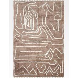 Moroccan Brown Rug, Moroccan Handmade Rug, Tribal Abstract Plain Geometric Sheep Wool Beniourain Berber Brown Area Rug - thumbnail 4