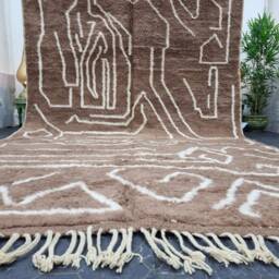 Moroccan Brown Rug, Moroccan Handmade Rug, Tribal Abstract Plain Geometric Sheep Wool Beniourain Berber Brown Area Rug - thumbnail 3