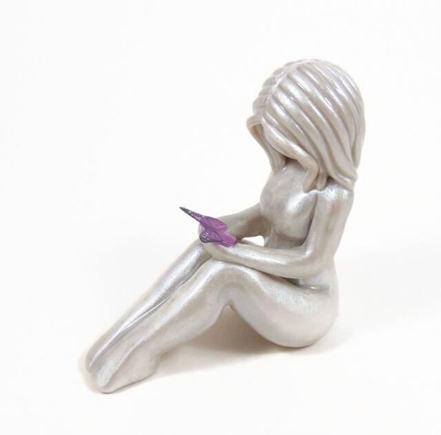 Hand Sculpted Woman & Butterfly Statue - Fine Art Figurine - image 1