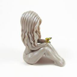 Hand Sculpted Woman & Butterfly Statue - Fine Art Figurine - thumbnail 2