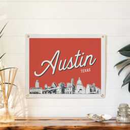 Austin, Texas Felt Poster Banner - City Skyline Wall Art Print Sign. Vintage Style City Line Drawing Pennant Home Decor. Handmade Gift Idea - thumbnail 2