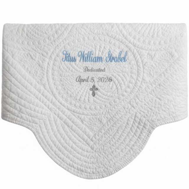 Personalized Baby Blanket Boy Monogrammed Baptism Quilt For Boys Monogram Christening Gift Crucifix - image 1