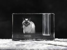 Siamese Cat, Crystal Pen Holder With Souvenir, Decoration, Limited Edition, Collection - thumbnail 1