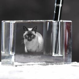 Siamese Cat, Crystal Pen Holder With Souvenir, Decoration, Limited Edition, Collection - thumbnail 3