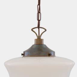 1920's Schoolhouse Opal Glass Pendant Light 13.75'' Ip20 - thumbnail 3