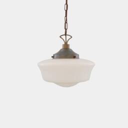 1920's Schoolhouse Opal Glass Pendant Light 13.75'' Ip20 - thumbnail 2