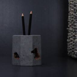 Hidden Treasure Candle Holder, Hand-Carved Concrete Tealight Lamp, Atmospheric Art - Geode Collection - thumbnail 3