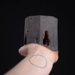 Hidden Treasure Candle Holder, Hand-Carved Concrete Tealight Lamp, Atmospheric Art - Geode Collection - thumbnail 2