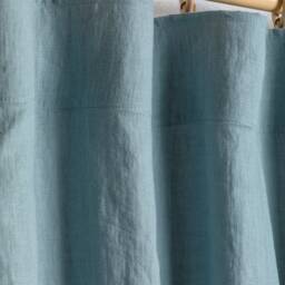 Linen Curtain Panel-Linen Drape-Washed Drape in Grayish Duck Egg Color-Ripple Tape Width 30''(75cmxcust.x Lenght - thumbnail 3