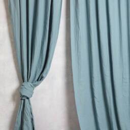 Linen Curtain Panel-Linen Drape-Washed Drape in Grayish Duck Egg Color-Ripple Tape Width 30''(75cmxcust.x Lenght - thumbnail 2