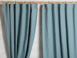 Linen Curtain Panel-Linen Drape-Washed Drape in Grayish Duck Egg Color-Ripple Tape Width 30''(75cmxcust.x Lenght - thumbnail 1