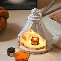 Gypsum Candle Warmer Lamp - Unique Design Flameless Melter Cozy Ambient Night Light - thumbnail 4
