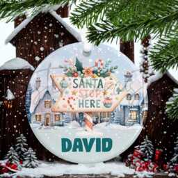 Personalised Kids Christmas Decoration - Santa Stop Here Custom Bauble Gift For Boys & Girls Stocking Filler Eve Box