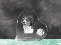 Appenzeller Sennenhund - Crystal Clock in The Shape Of A Heart With Image Pure-Bred Dog - thumbnail 1