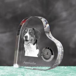 Appenzeller Sennenhund - Crystal Clock in The Shape Of A Heart With Image Pure-Bred Dog - thumbnail 2