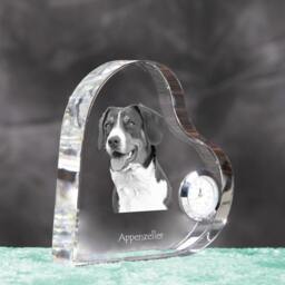 Appenzeller Sennenhund - Crystal Clock in The Shape Of A Heart With Image Pure-Bred Dog - thumbnail 3