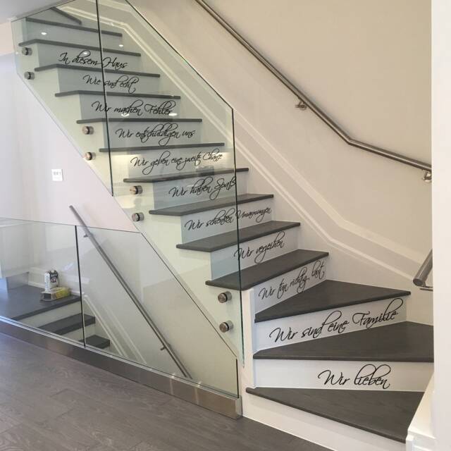 In This House Family Quote Stair Vinyl Sticker - Wall Decor We Do & Adhesive Home Love Rule Decal Believe Step Word Text Riser Mural - image 1