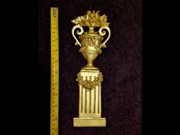 Large Ornate Applique Gilt Or White French Style Decorative Urn Wall Furniture Onlay Moulding Pediment Plastic Decoration - thumbnail 1