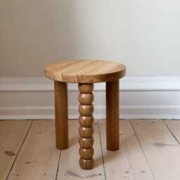 Oak Piloti Side Table, Modern Wooden Coffee Plant Stand, Minimalist Decor - thumbnail 3