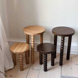 Oak Piloti Side Table, Modern Wooden Coffee Plant Stand, Minimalist Decor - thumbnail 4