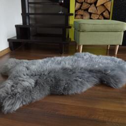 Grey Sheepskin Rug, Genuine Leather Throw, Decorative Cozy Accent - 44'' X 24'' - thumbnail 3