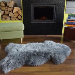 Grey Sheepskin Rug, Genuine Leather Throw, Decorative Cozy Accent - 44'' X 24'' - thumbnail 2