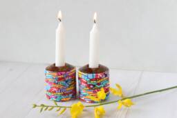 Colorful Shabbat Candlesticks Polymer Clay Jewish Candle Holders
