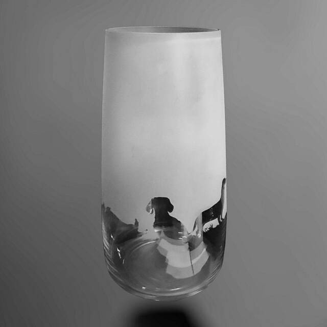 Dachshund Vase - 30cm Crystal Glass Vase With Dachshund Frieze Design - image 1