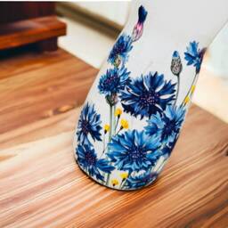Blue Cornflower Glass Flower Vase, Pretty Vase With Flowers, Gifts, Decorations, Home Decor - thumbnail 3