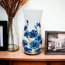 Blue Cornflower Glass Flower Vase, Pretty Vase With Flowers, Gifts, Decorations, Home Decor - thumbnail 2