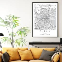 Dublin Ireland Map Wall Art Prints - City Poster Street Print Printable Decor Coordinates - thumbnail 2