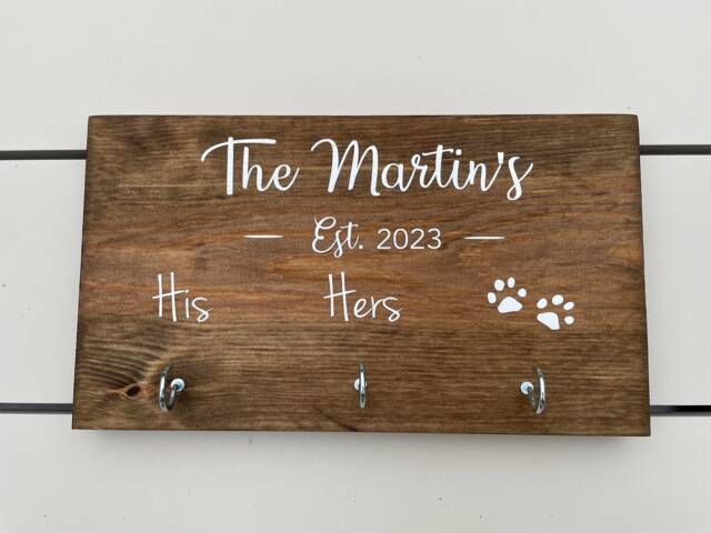 Personalized Key Holder Couple's New Home Gift, Dog Leash Hook - image 1