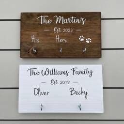 Personalized Key Holder Couple's New Home Gift, Dog Leash Hook - thumbnail 2
