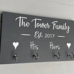 Personalized Key Holder Couple's New Home Gift, Dog Leash Hook - thumbnail 3