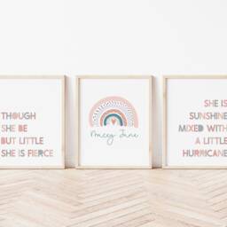 Neutral Girls Room Print Set - Sunshine, Rainbow, Fierce Quotes - thumbnail 2