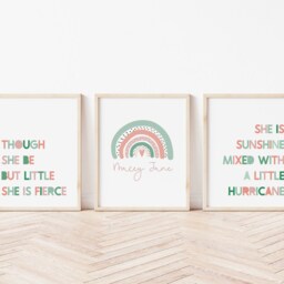 Neutral Girls Room Print Set - Sunshine, Rainbow, Fierce Quotes - thumbnail 3