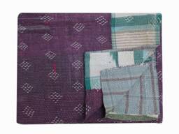 Vintage Kantha Quilt Handmade Bohemian Cotton Throw - 56x80 Inches