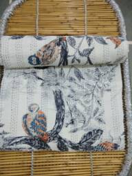 "Handmade Owl Print Kantha Quilt Indian Cotton Bedspread - 90""x108" - thumbnail 1