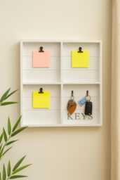 Wooden Memo Keys Board White Photos Shopping List Wall Hanging Organizer Home Decor Display - thumbnail 1