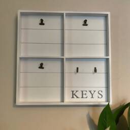 Wooden Memo Keys Board White Photos Shopping List Wall Hanging Organizer Home Decor Display - thumbnail 2