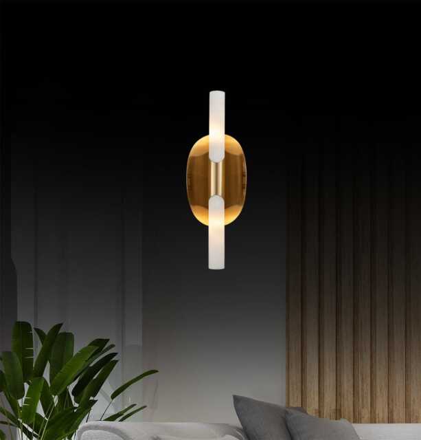Katun White Marble Wall Sconce - Brushed Brass Modern Lamp - image 1