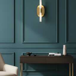 Katun White Marble Wall Sconce - Brushed Brass Modern Lamp - thumbnail 2