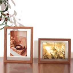 Floating Frame in Rosewood Color, Double Sided Frame, Glass For Pressed Flowers, Photos, Certificates, Personalized Picture - thumbnail 3