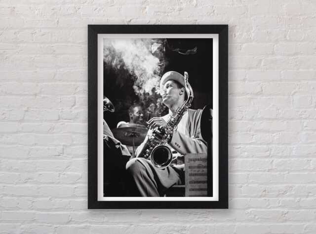 Framed Dexter Gordon 1948 Black & White Poster Print Jazz Wall Art
