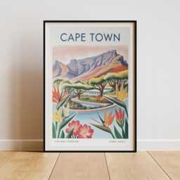 Kirstenbosch Gardens Poster, Cape Town Botanical Art Print, South Africa Travel Wall Art, Vintage Style Floral Illustration - thumbnail 3